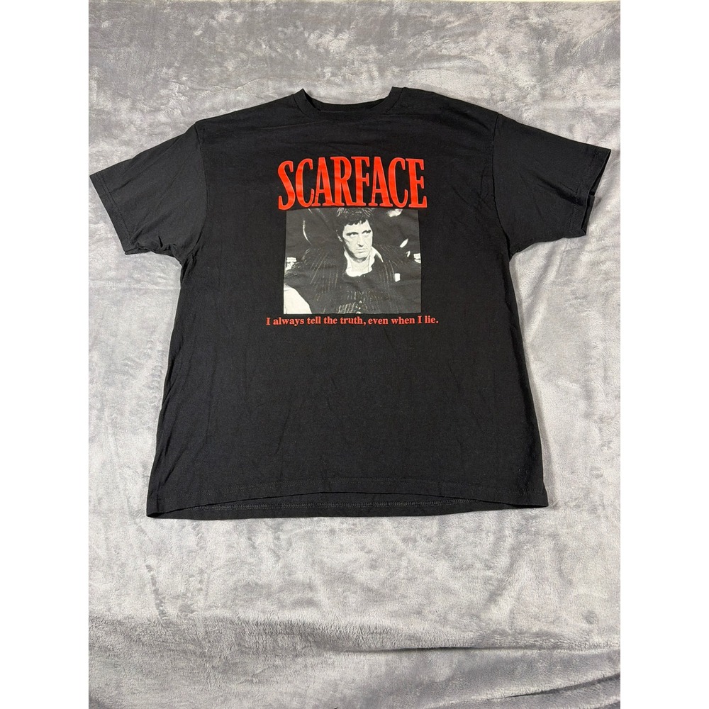 Scarface Tony Montana Graphic T-Shirt Mens XL Black Cotton Movie Quote Tee